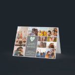 Moderne monogram verjaardag blauwgroen 12 foto col kaart<br><div class="desc">Moderne horizontale eenvoudige verjaardag blauwgroen mintgroen 12 foto collage raster met pastel blush roze en grijs bewerkbare kleuren en moderne typografie. Voeg je monogram of initiaal toe in het schattige bewerkingsbare hart van de munt.</div>