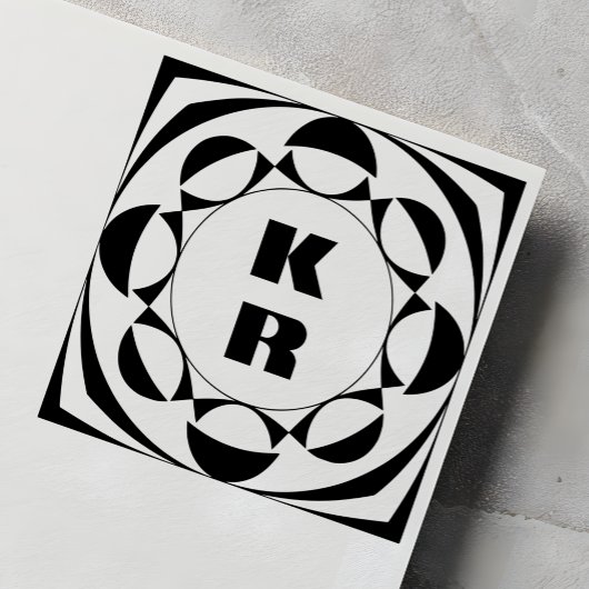 Moderne Monogram Verticale Initiaal Kunststempel Rubberstempel