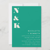Moderne Monogram Vet Groene Chic Trouw Kaart (Voorkant)