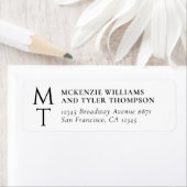Moderne Monogram Vet Zwart Beginletters Etiket (Insitu)