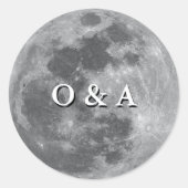 Moderne Monogram Volle Maan Huwelijk Ronde Sticker (Voorkant)