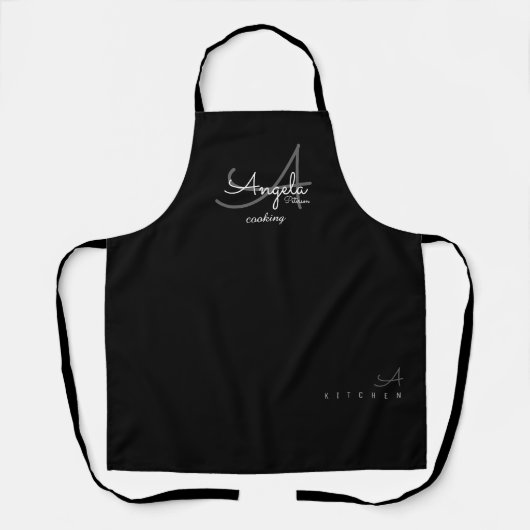 Moderne monogram voor de Chef Black Schort (Voorkant)