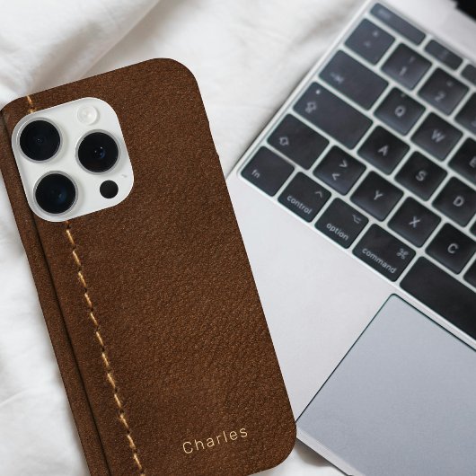 Moderne monogram voor hem Faux Leather Case-Mate iPhone Case