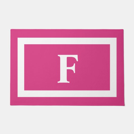 Moderne Monogram voor Hot Pink- en Witte Gezinnen Deurmat (Voorkant)
