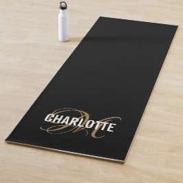 Moderne monogram voor zwart en goud, naam yoga mat