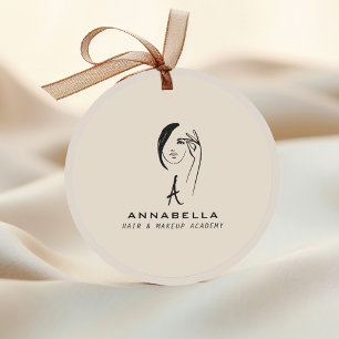 Moderne Monogram Vrouwelijke Gezichtskunst Ronde Sticker