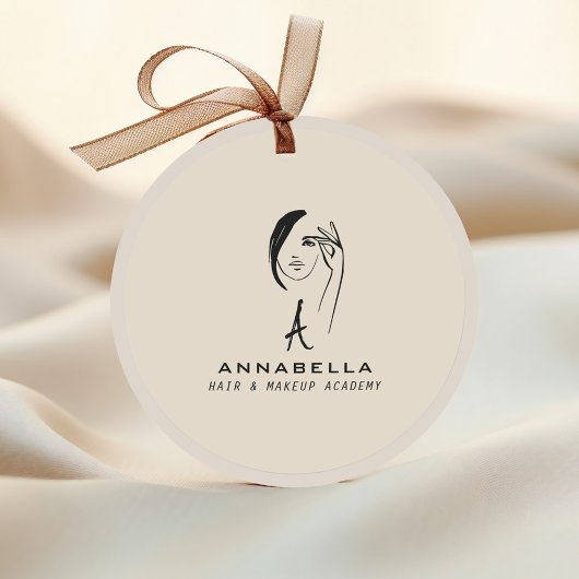 Moderne Monogram Vrouwelijke Gezichtskunst Ronde Sticker