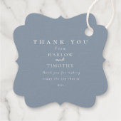 Moderne Monogram Wapen Stofblauw Huwelijksbegroeti Bedankjes Labels (Achterkant)