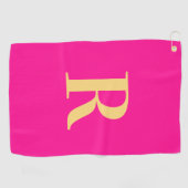 Moderne monogram warm roze golfhanddoek (Horizontaal)