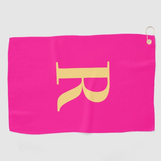 Moderne monogram warm roze golfhanddoek (Horizontaal)