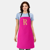 Moderne monogram warm roze schort (Gedragen)