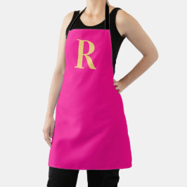 Moderne monogram warm roze schort