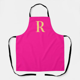 Moderne monogram warm roze schort