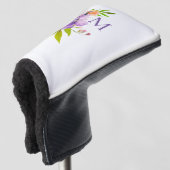 Moderne Monogram Waterverf Lavendel Bloemen Golfheadcover (3/4 voorkant)