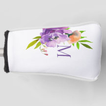 Moderne Monogram Waterverf Lavendel Bloemen