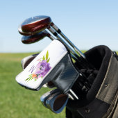 Moderne Monogram Waterverf Lavendel Bloemen Golfheadcover (Insitu)