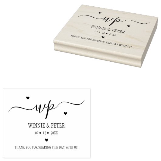 Moderne Monogram Weddenschap Rubberstempel (Gestempeld)