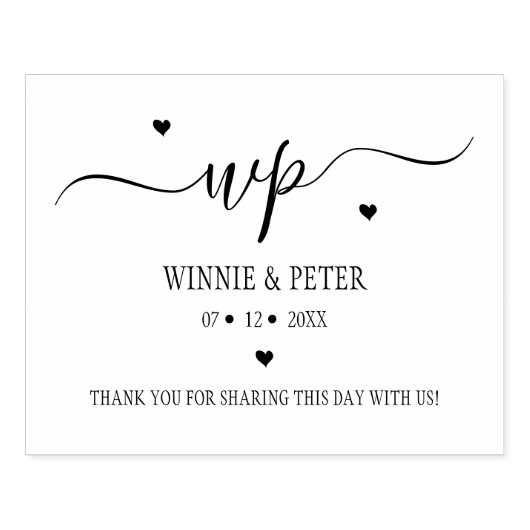 Moderne Monogram Weddenschap Rubberstempel (Afrduk)