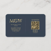 Moderne Monogram Wellness Coach Elegant Blauw Visitekaartje (Achterkant)