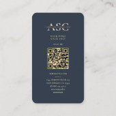Moderne Monogram Wetenschapper Donkerblauw Goud Visitekaartje (Achterkant)