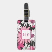 Moderne Monogram Wilde Bloemen Bagage Label (Voorkant verticaal)