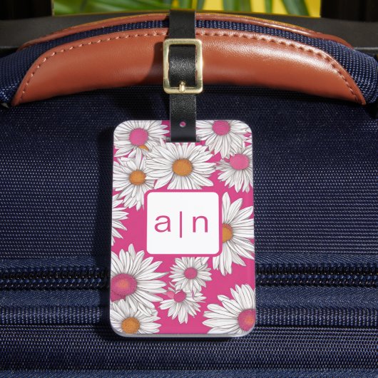 Moderne Monogram Wilde Bloemen Bagagielabel Bagagelabel (Voorkant Insitu 2)