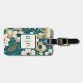 Moderne Monogram Wilde Bloemen Bagagielabel Bagagelabel (Voorkant horizontaal)