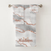 Moderne Monogram Wit Agaten Roze Gouden Glitter Bad Handdoek (Insitu)