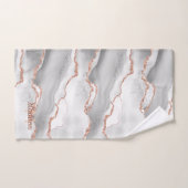 Moderne Monogram Wit Agaten Roze Gouden Glitter  Bad Handdoek (Handdoek)