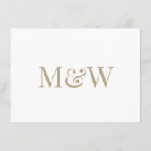 Moderne Monogram Wit Goud Bruiloft Receptie Informatiekaartje (Achterkant)