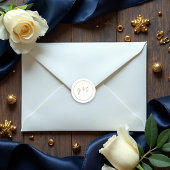 Moderne Monogram Wit Gouden Bruiloft Ronde Sticker