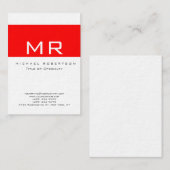Moderne Monogram wit rood schoon Visitekaartje (Voorkant / Achterkant)