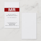 Moderne Monogram wit rood schoon Visitekaartje (Voorkant / Achterkant)