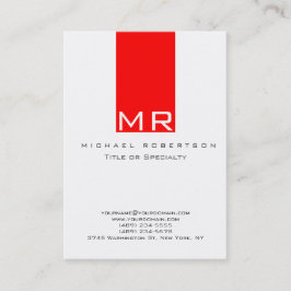 Moderne Monogram wit rood schoon Visitekaartje