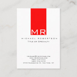Moderne Monogram wit rood schoon Visitekaartje