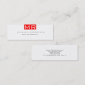 Moderne Monogram wit rood schoon Visitekaartje (Voorkant / Achterkant)