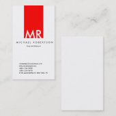 Moderne Monogram wit rood schoon Visitekaartje (Voorkant / Achterkant)
