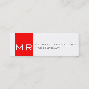 Moderne Monogram wit rood schoon Visitekaartje