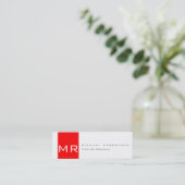 Moderne Monogram wit rood schoon Visitekaartje (Staand voorkant)