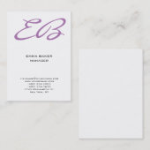 Moderne monogram witte achtergrond uniek visitekaartje (Voorkant / Achterkant)