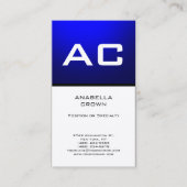 Moderne Monogram witte Blauwe Plain Premium Silk Visitekaartje (Voorkant)