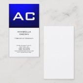 Moderne Monogram witte Blauwe Plain Premium Silk Visitekaartje (Voorkant / Achterkant)