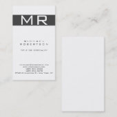 Moderne Monogram Witte Grijze Streep Visitekaartje (Voorkant / Achterkant)