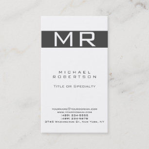 Moderne Monogram Witte Grijze Streep Visitekaartje