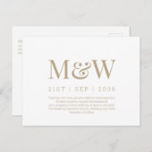 Moderne Monogram Witte Huwelijksuitnodiging Briefkaart (Voorkant / Achterkant)