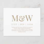 Moderne Monogram Witte Huwelijksuitnodiging Briefkaart (Voorkant)