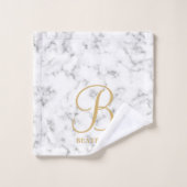 Moderne monogram witte marmer monogram met gemarme bad handdoek (Wasdoekje)