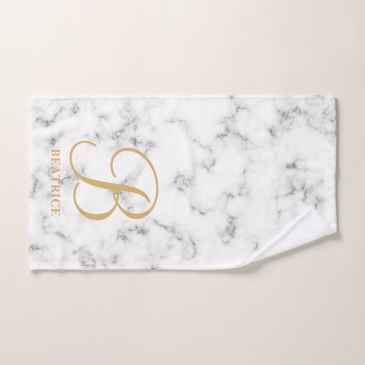 Moderne monogram witte marmer monogram met gemarme bad handdoek (Handdoek)