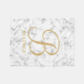 Moderne monogram witte marmer monogram met gemarme fleece deken (Voorkant (Horizontaal))