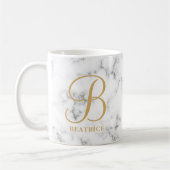 Moderne monogram witte marmer monogram met gemarme koffiemok (Links)